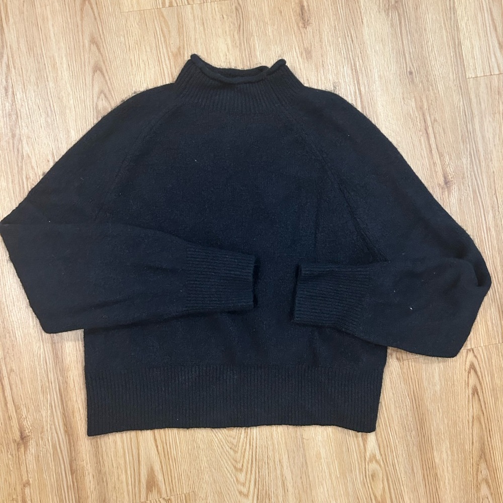 J. Crew Black Rollneck Trade Sweater in Supersoft Yarn